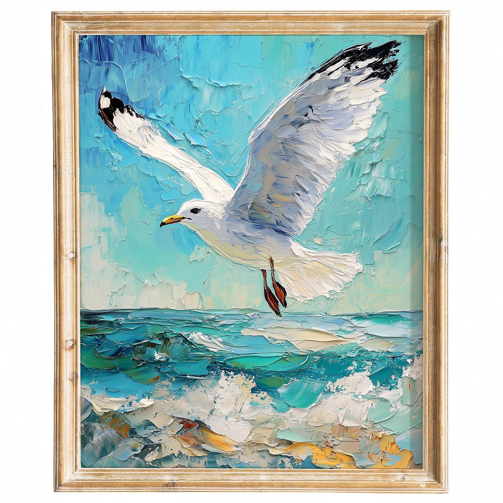 Seagull Waves animal art print framed