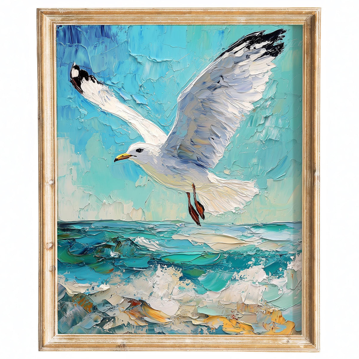 Seagull Waves animal art print framed