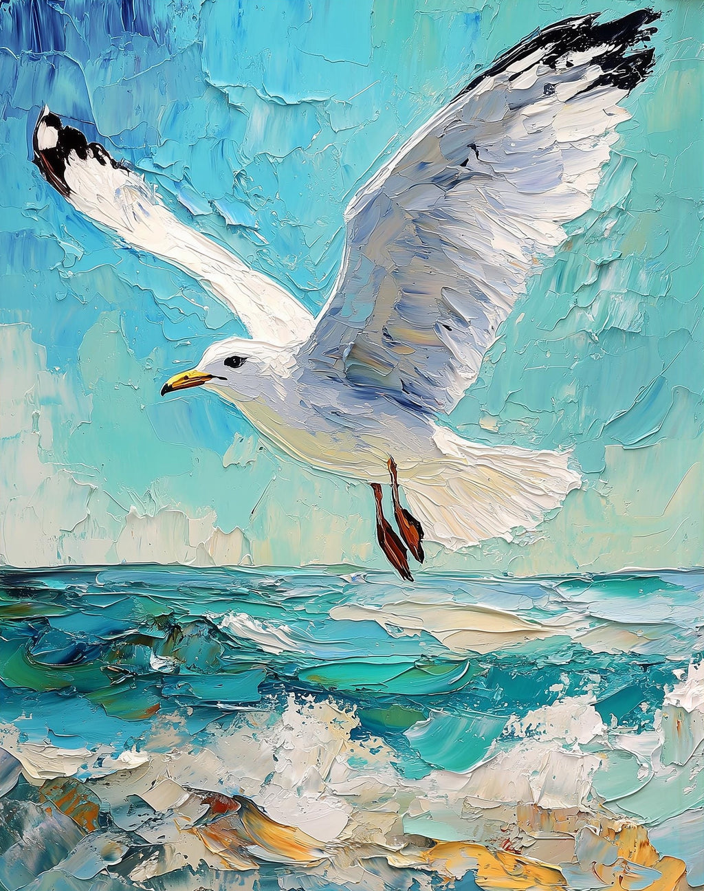 Seagull Waves animal art print unframed, signed by Pattie Overcash