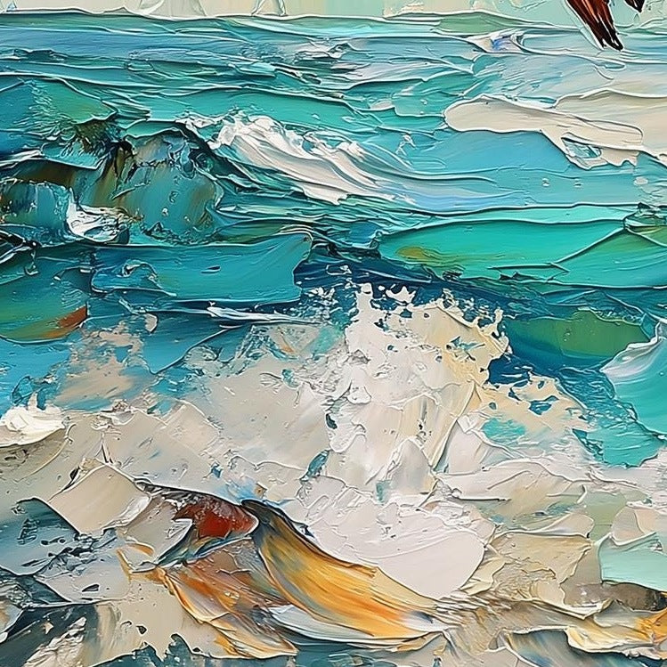 Seagull Waves animal art print close-up detail