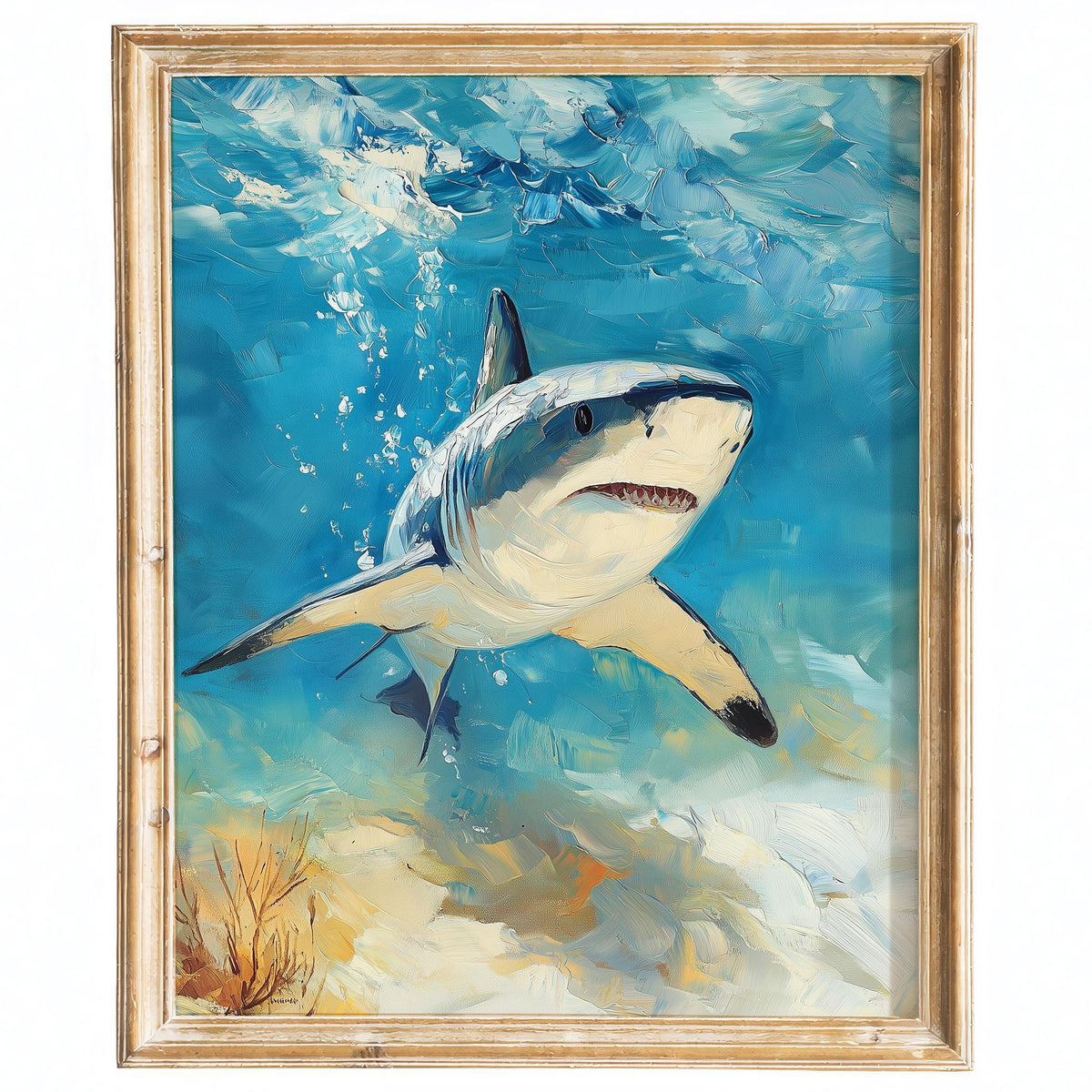 Sunlit Shark animal art print framed
