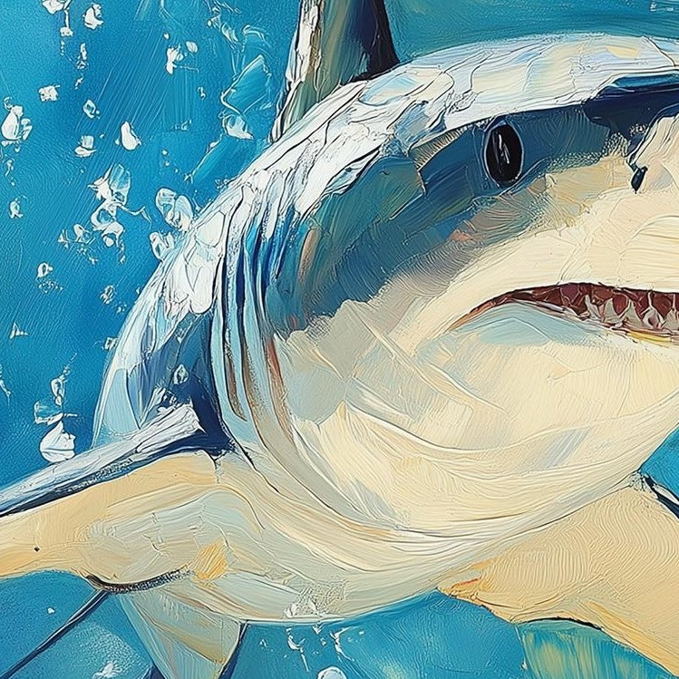 Sunlit Shark animal art print close-up detail