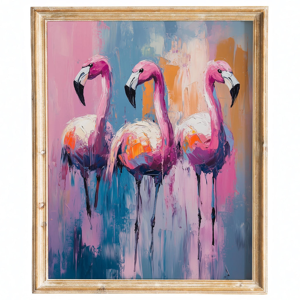 Flamingo Trio animal art print framed