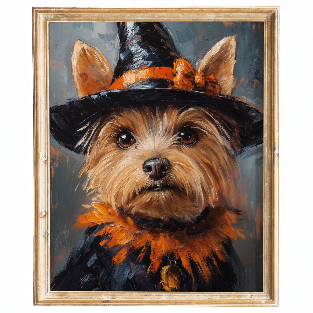 Terrier Witch Costume Halloween art print framed