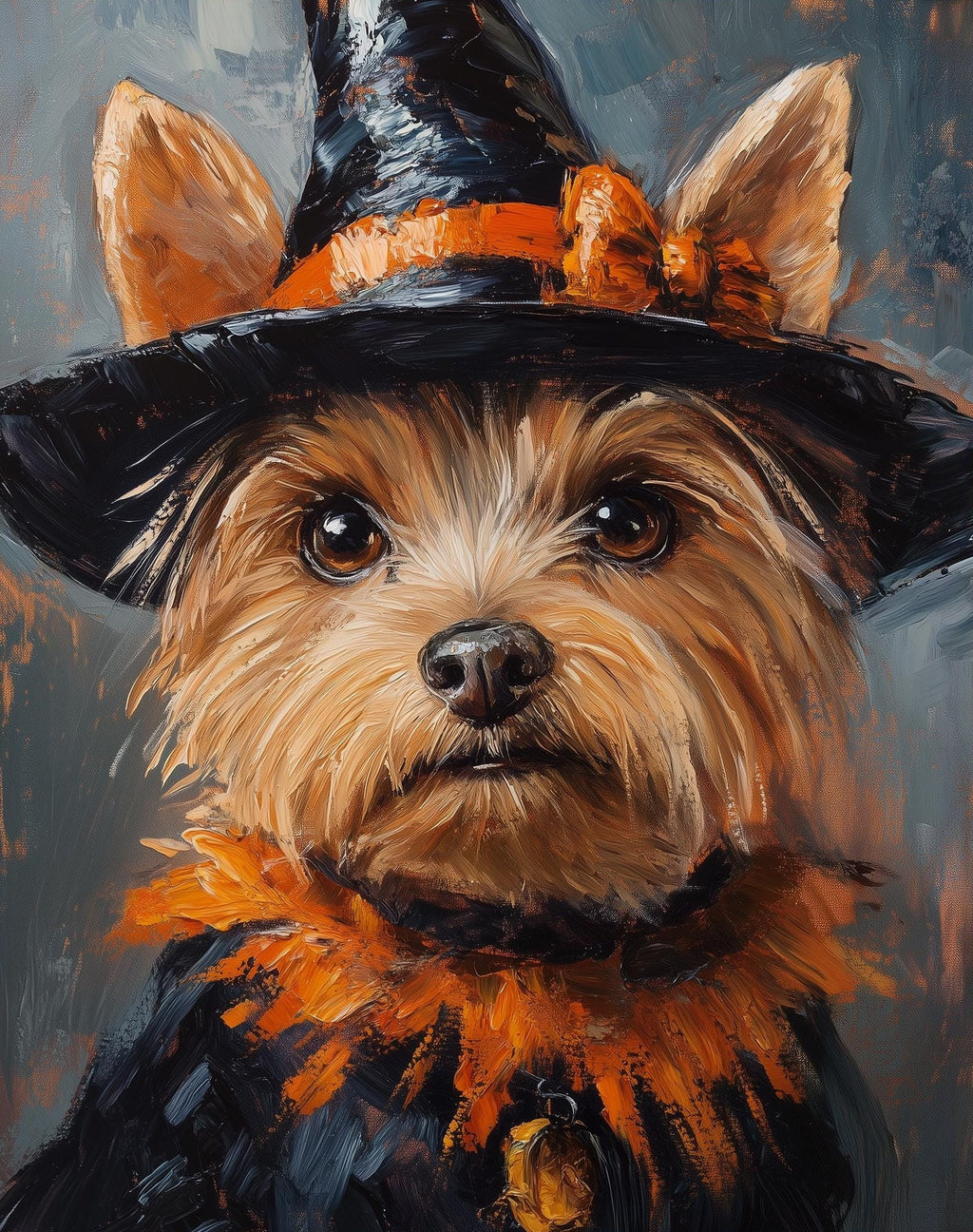 Terrier Witch Costume Halloween art print unframed, signed by Pattie Overcash