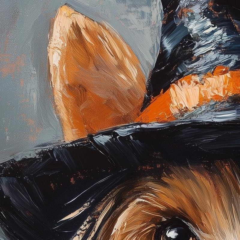 Terrier Witch Costume Halloween art print close-up detail