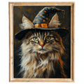 Maine Coon Witch Halloween art print framed