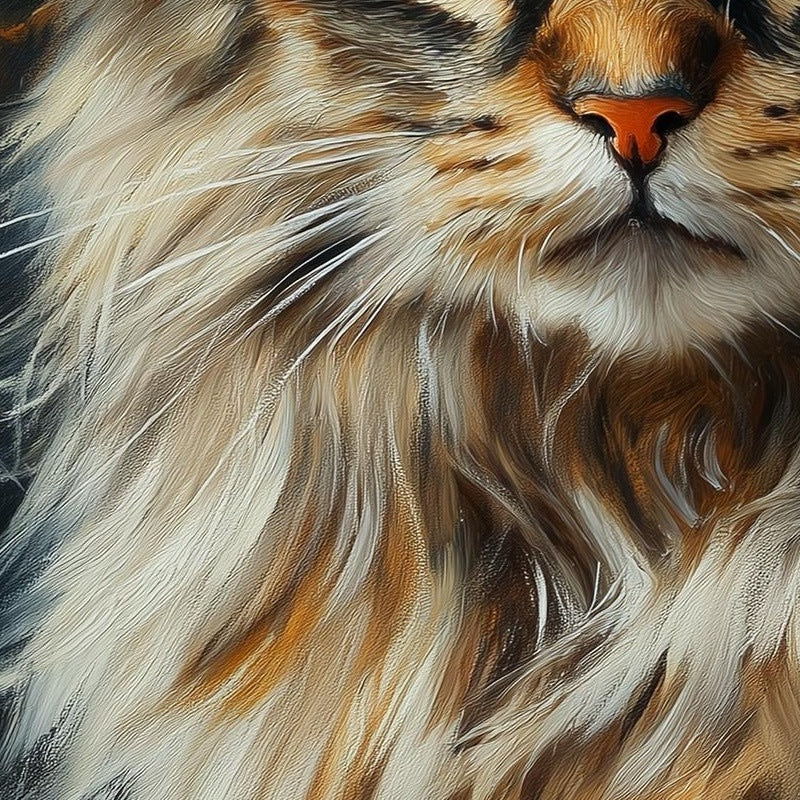 Maine Coon Witch Halloween art print close-up detail