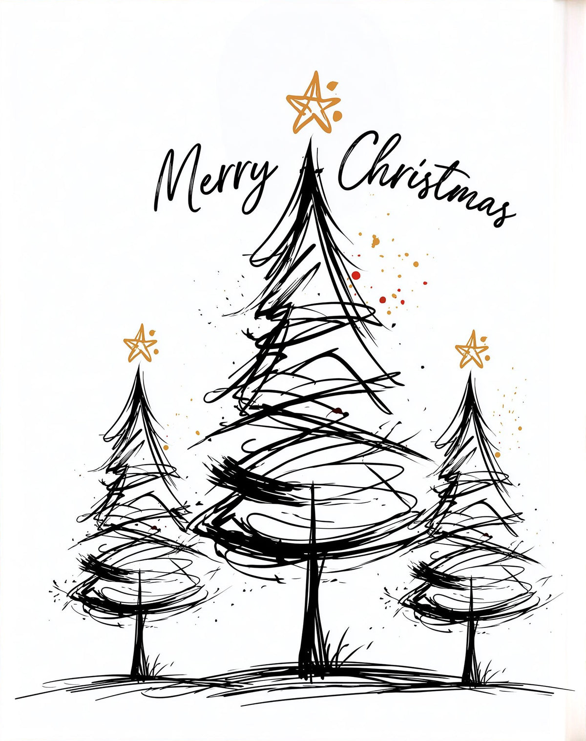Merry Trees Christmas art print unframed, signed by Pattie Overcash