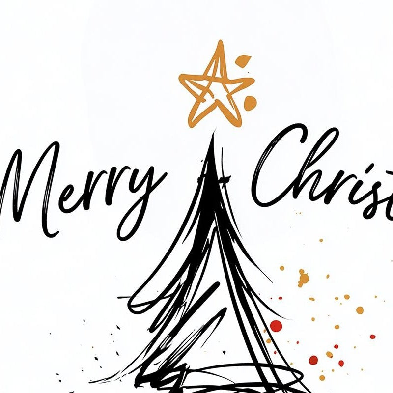 Merry Trees Christmas art print close-up detail