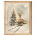Steam Train winter art print framed