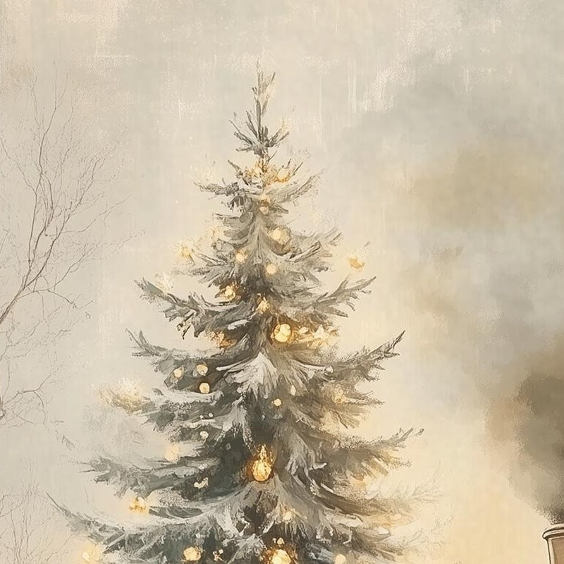 Steam Train winter art print close-up detail