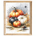 Spider Pumpkin Cluster Halloween art print framed