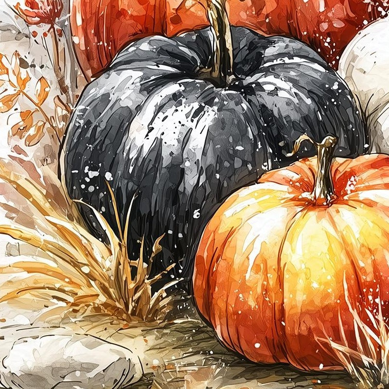 Spider Pumpkin Cluster Halloween art print close-up detail