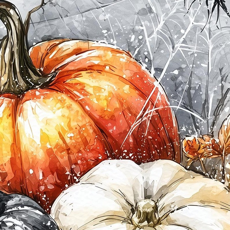 Spider Pumpkin Cluster Halloween art print close-up detail