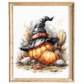 Witch Hat Pumpkin Stack Halloween art print framed
