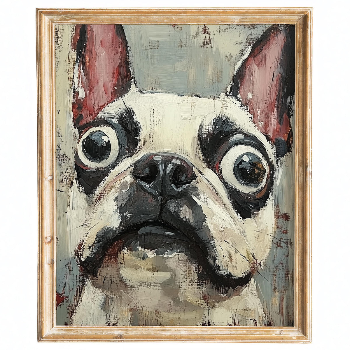 Quirky French Bulldog animal art print framed