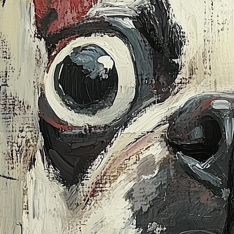 Quirky French Bulldog animal art print close-up detail