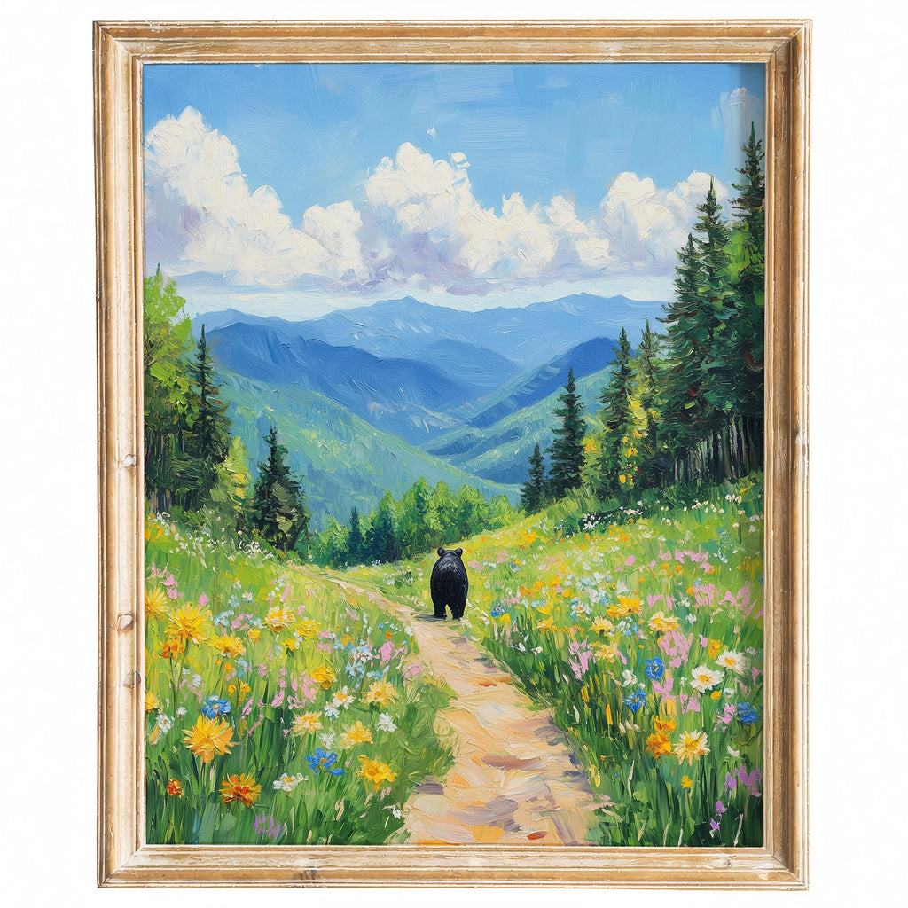 Bear Mountain Path animal art print framed