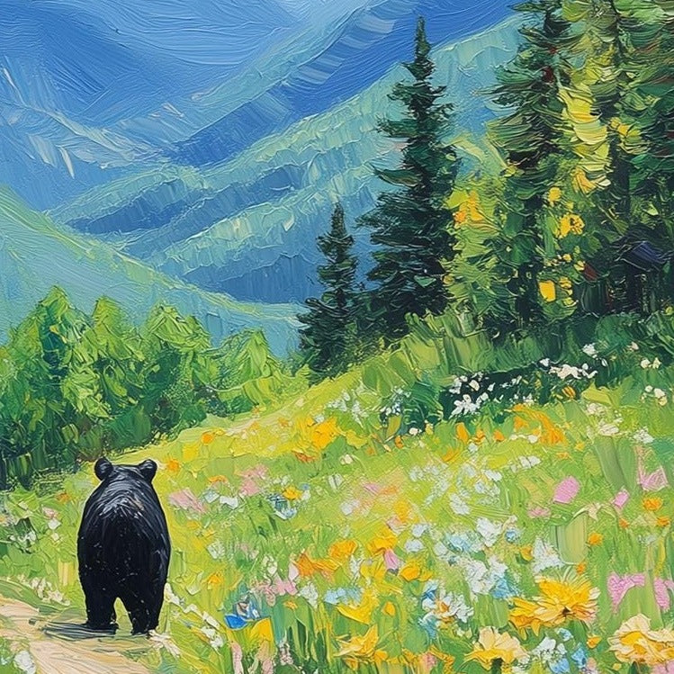 Bear Mountain Path animal art print close-up detail