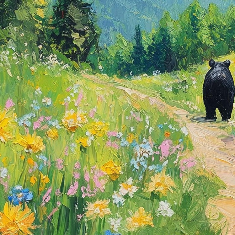 Bear Mountain Path animal art print close-up detail
