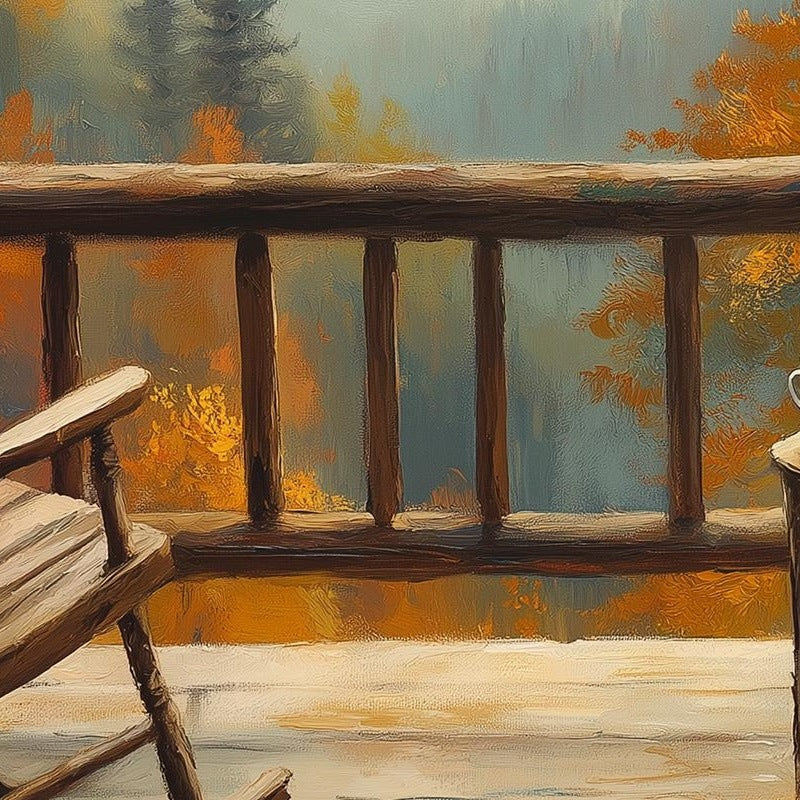 Autumn Porch View fall art print close-up detail