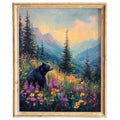 Bear Wildflowers animal art print framed