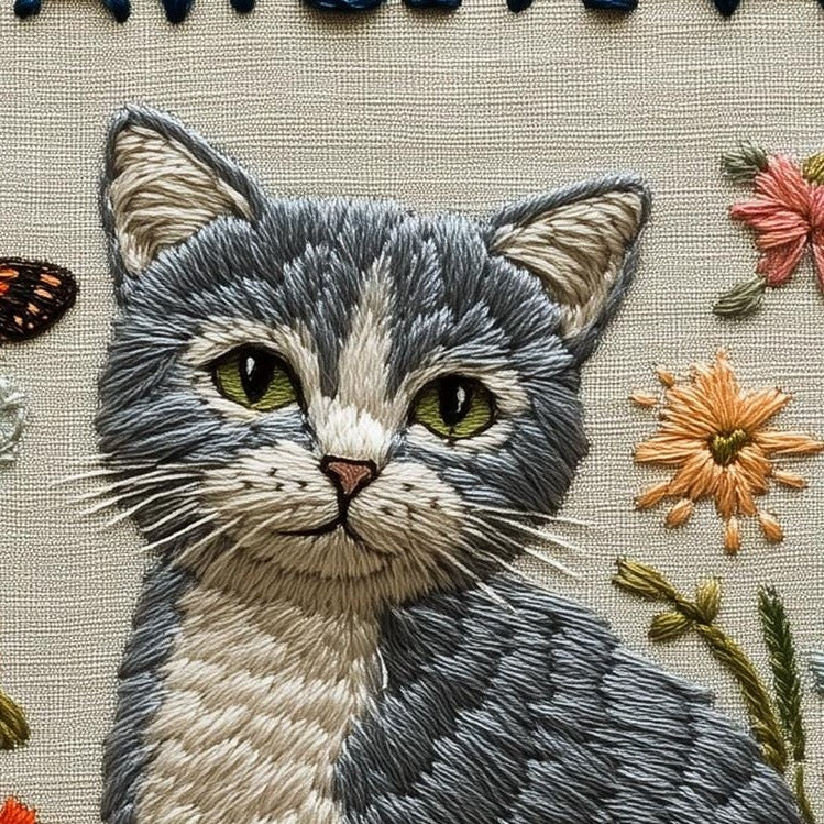 Stay Pawsitive Cat animal art print close-up detail