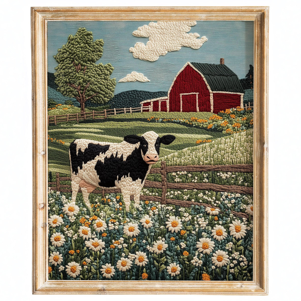 Cow Wildflowers animal art print framed