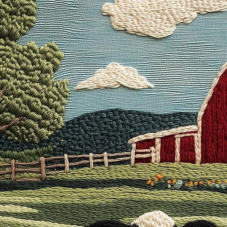 Cow Wildflowers animal art print close-up detail