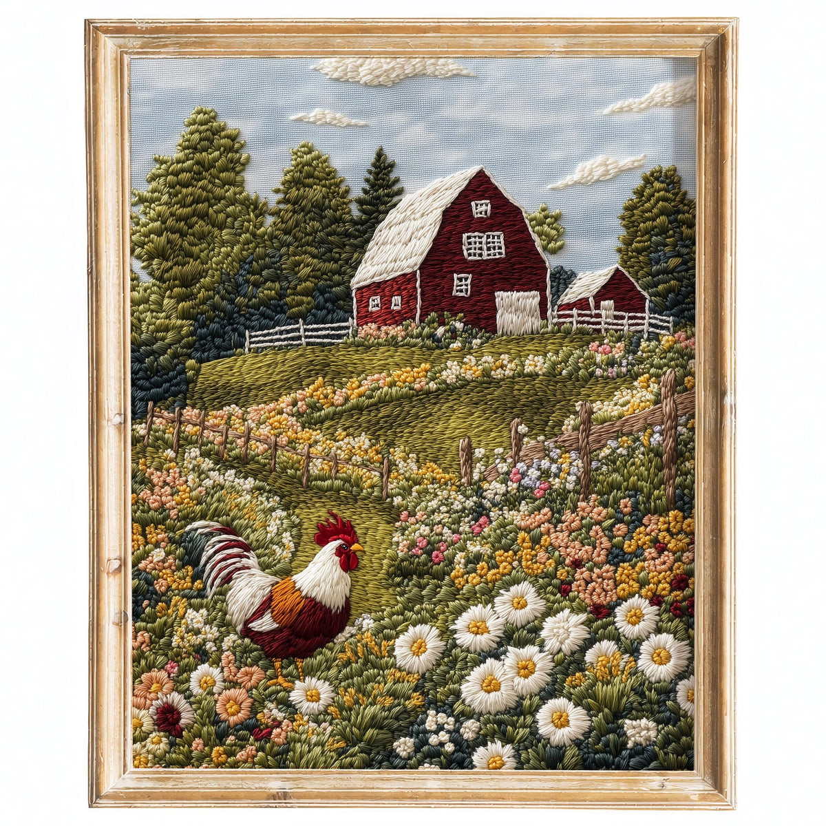Rooster Farm animal art print framed
