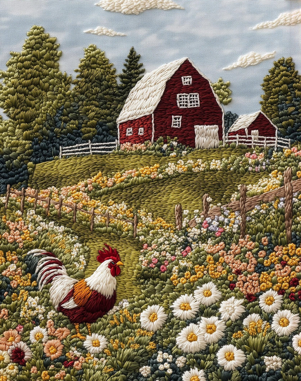 Rooster Farm animal art print unframed, signed by Pattie Overcash