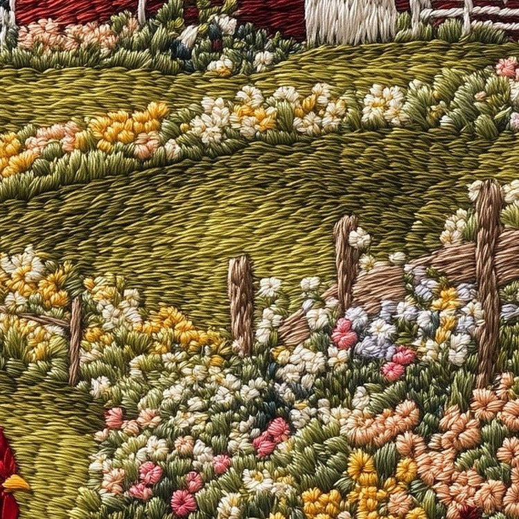 Rooster Farm animal art print close-up detail