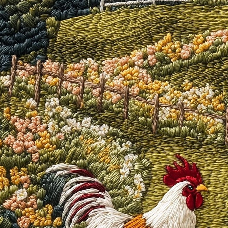 Rooster Farm animal art print close-up detail