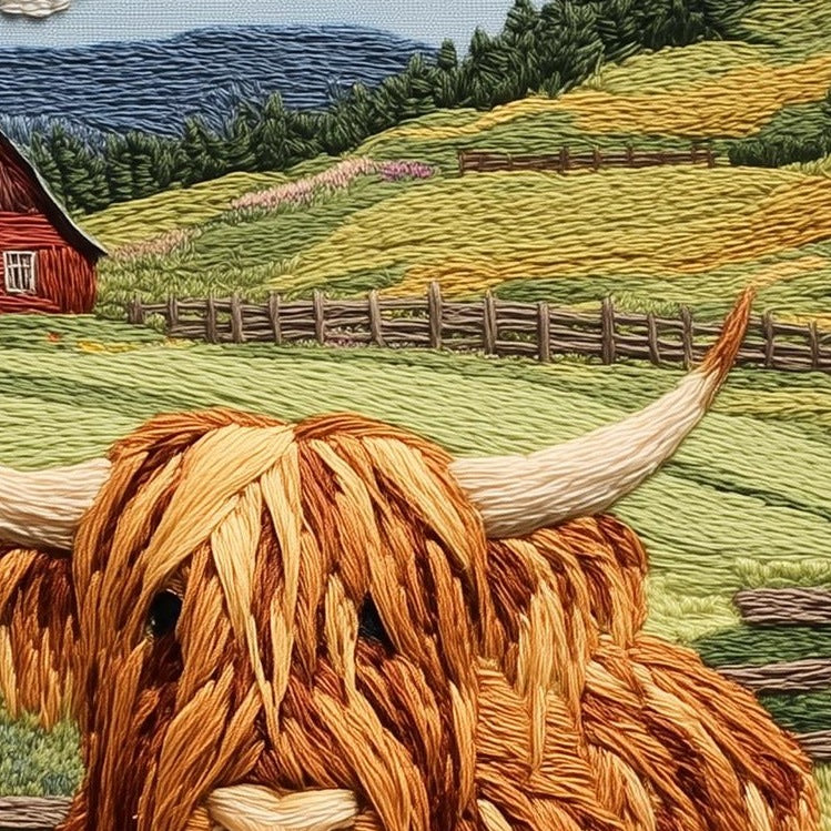 Highland Cow animal art print close-up detail