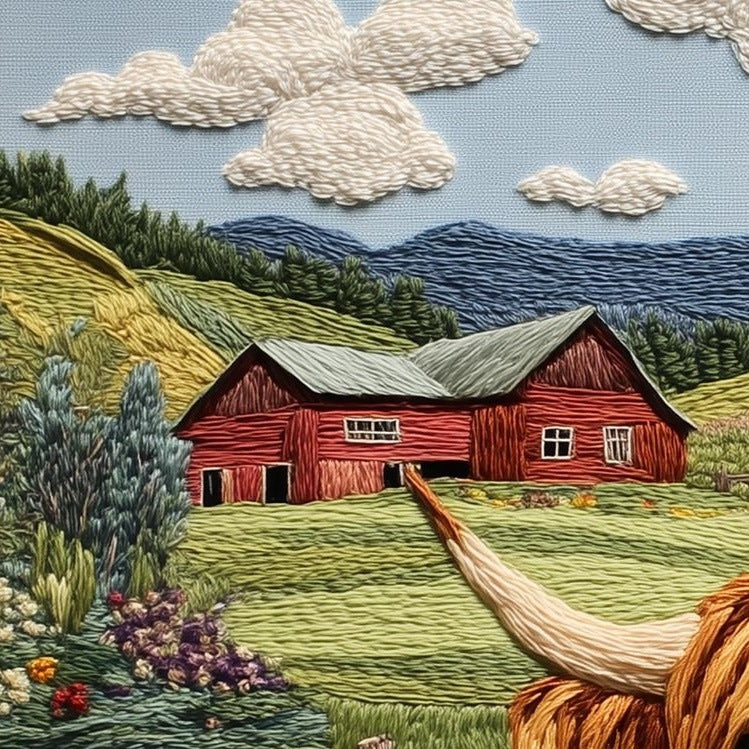 Highland Cow animal art print close-up detail