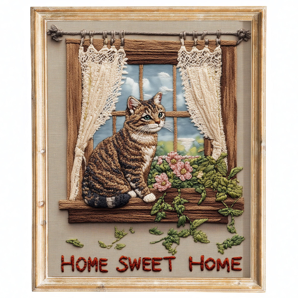 Tabby Window animal art print framed