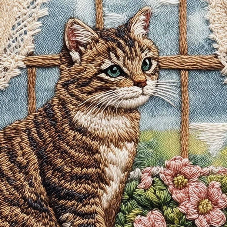 Tabby Window animal art print close-up detail