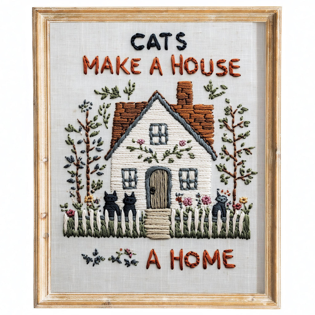 Cats House Home animal art print framed