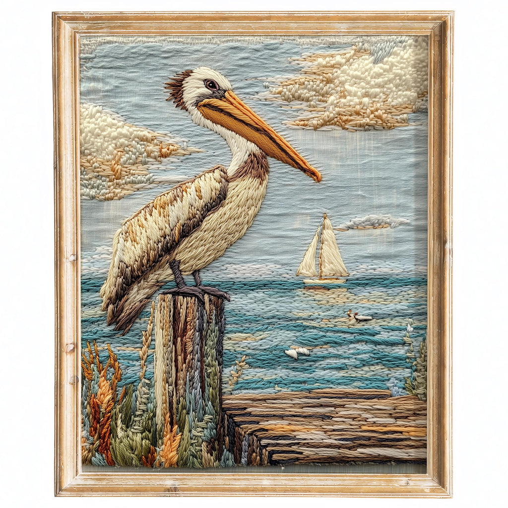 Pelican Dock animal art print framed
