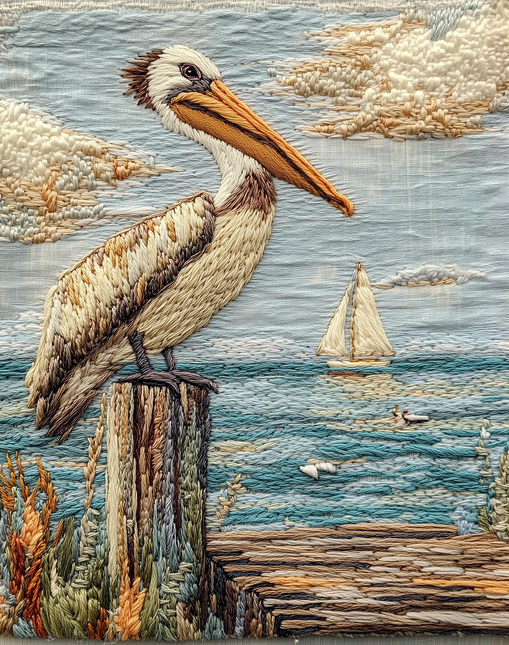Pelican Dock animal art print unframed, signed by Pattie Overcash