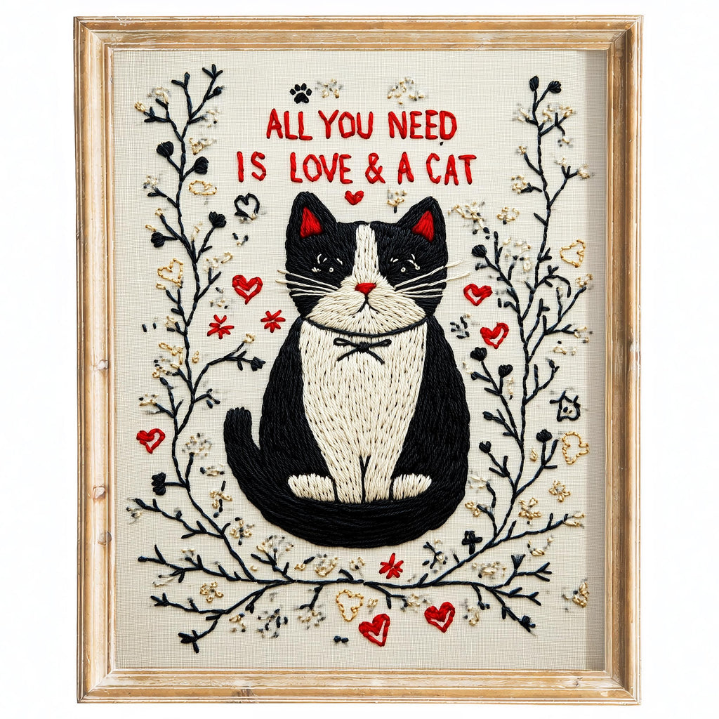 Love and a Cat animal art print framed