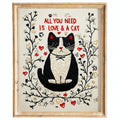 Love and a Cat animal art print framed