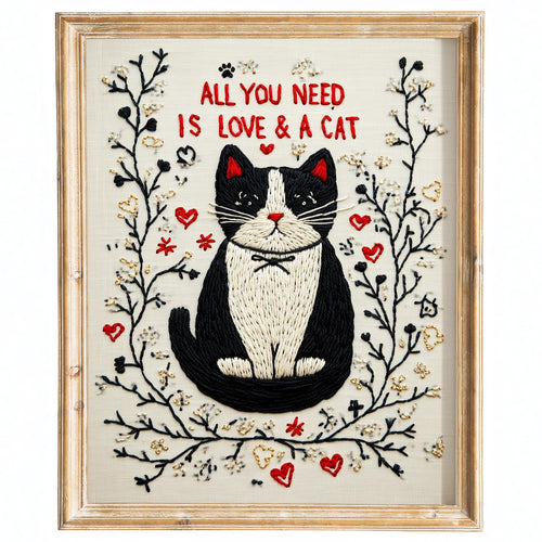 Love and a Cat animal art print framed