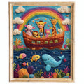 Embroidered Rainbow Ark faith art print framed