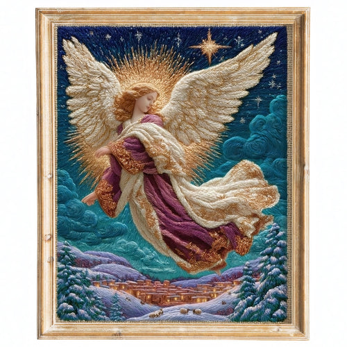 Village Angel Christmas art print framed