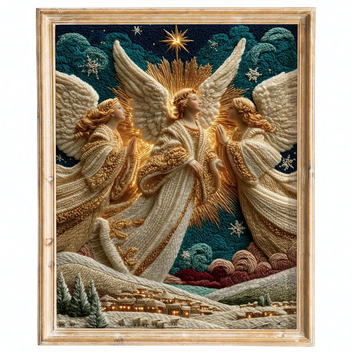 Three Angels Christmas art print framed