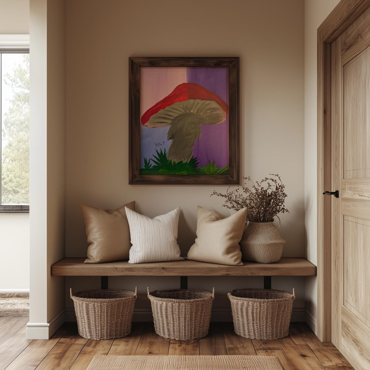 Red Mushroom original painting by Pattie Overcash