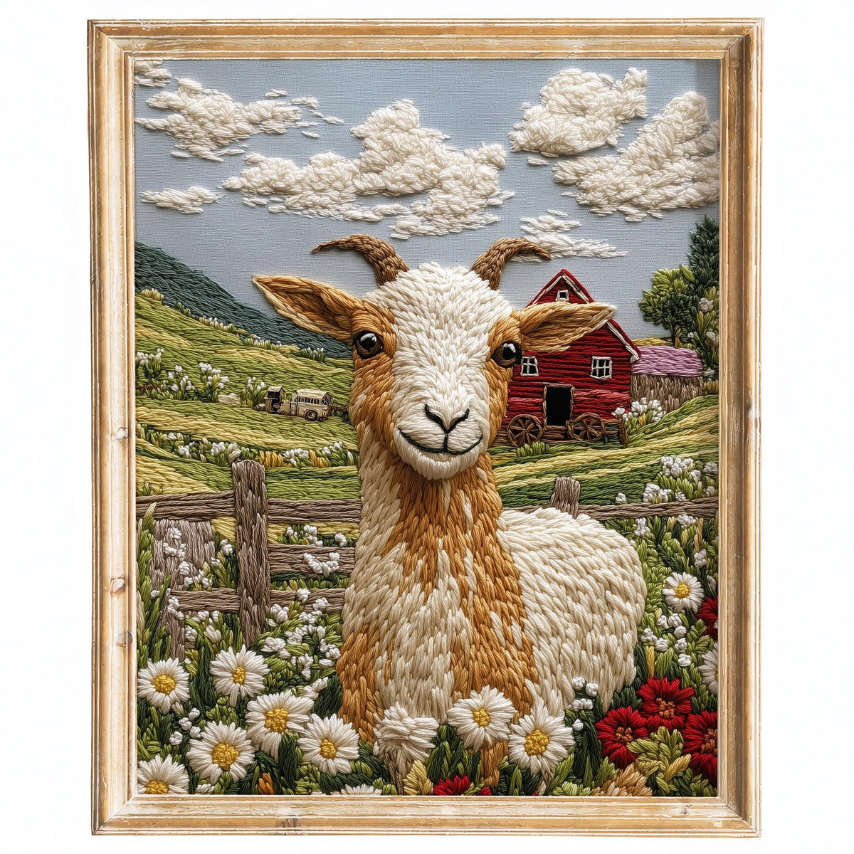 Farm Goat animal art print framed