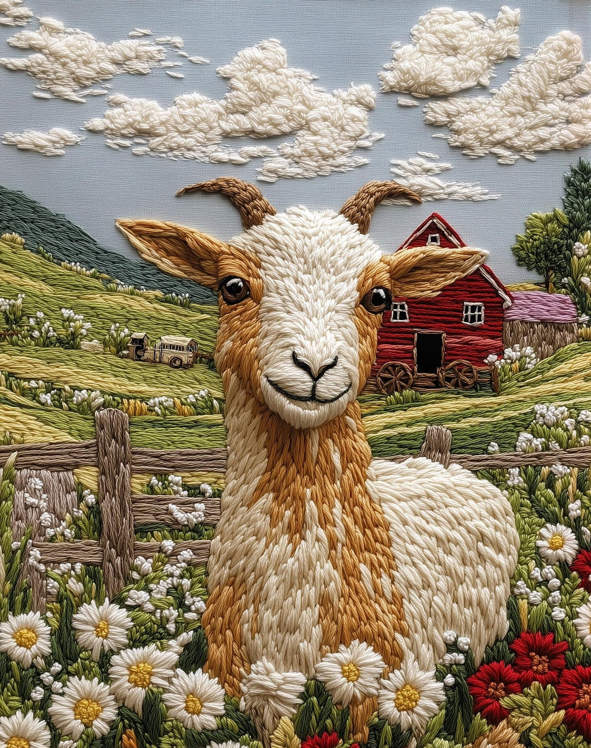 Farm Goat animal art print unframed, signed by Pattie Overcash
